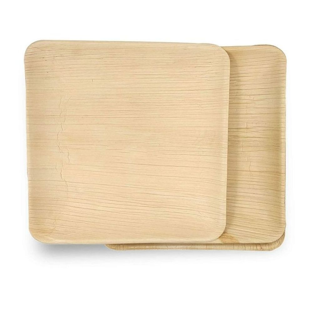 Dtocs Palm Leaf 10 inch Square Disposable Dinner Plate -- 50 per case