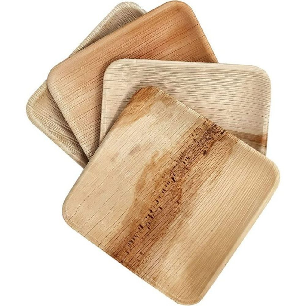 Dtocs Palm Leaf 6 inch Square Disposable Dessert Plate -- 50 per case