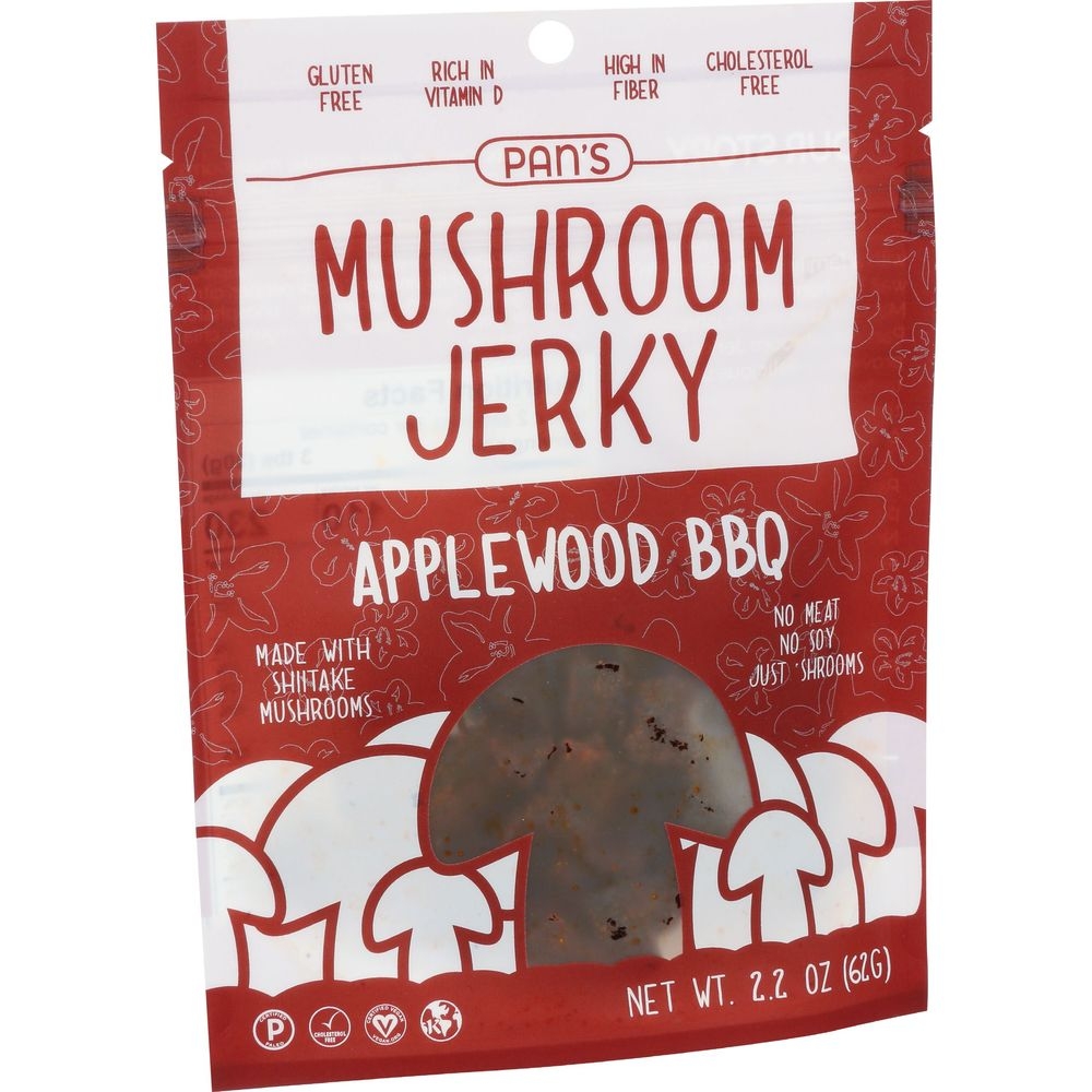 Pans Applewood BBQ Mushroom Jerky, 2.2 Ounce -- 6 per case