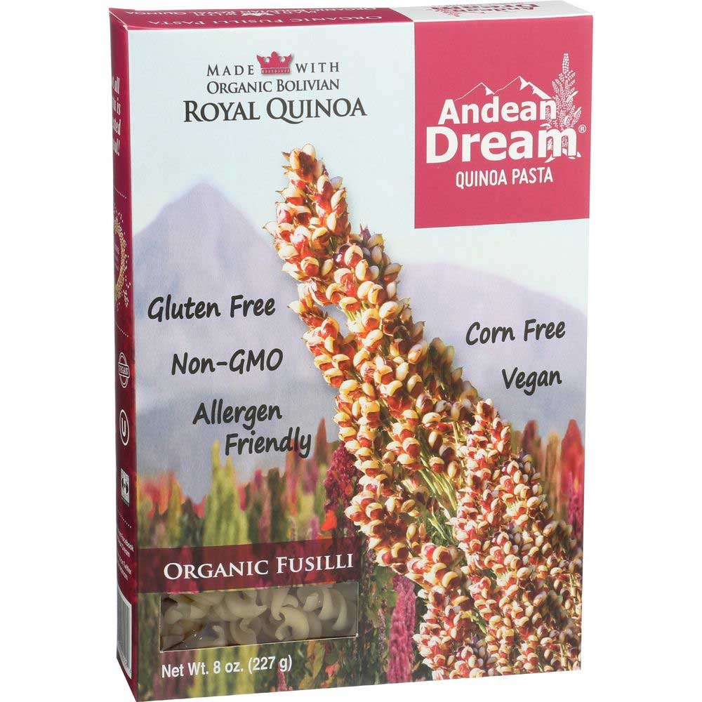 Andean Dream Organic Quinoa Fusilli Pasta, 8 Ounce -- 12 per case.