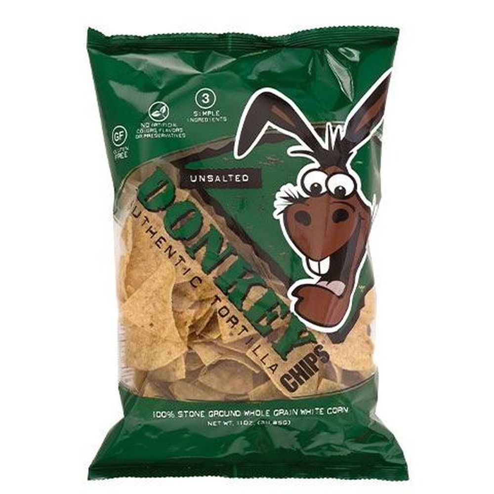 Donkey Chips Unsalted Tortilla Chips, 11 Ounce -- 12 per case