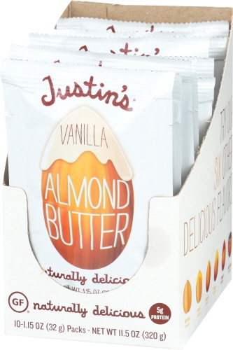 Justin's Naturally Delicious Vanilla Almond Butter, 1.15 Ounce -- 10 Per Case