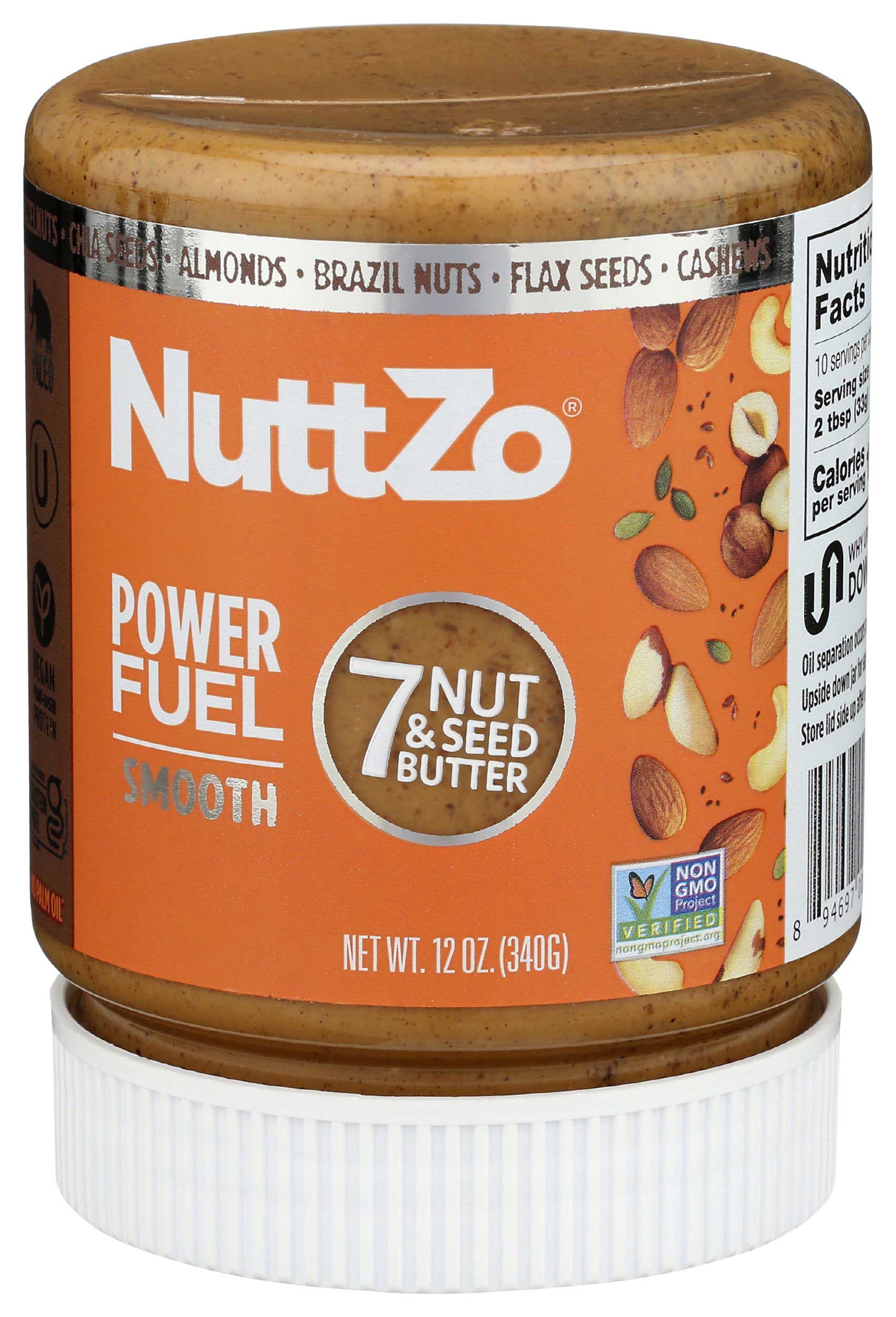 Nuttzo Organic Smooth Power Fuel 7 Nut and Seed Butter, 12 Ounce -- 6 per case