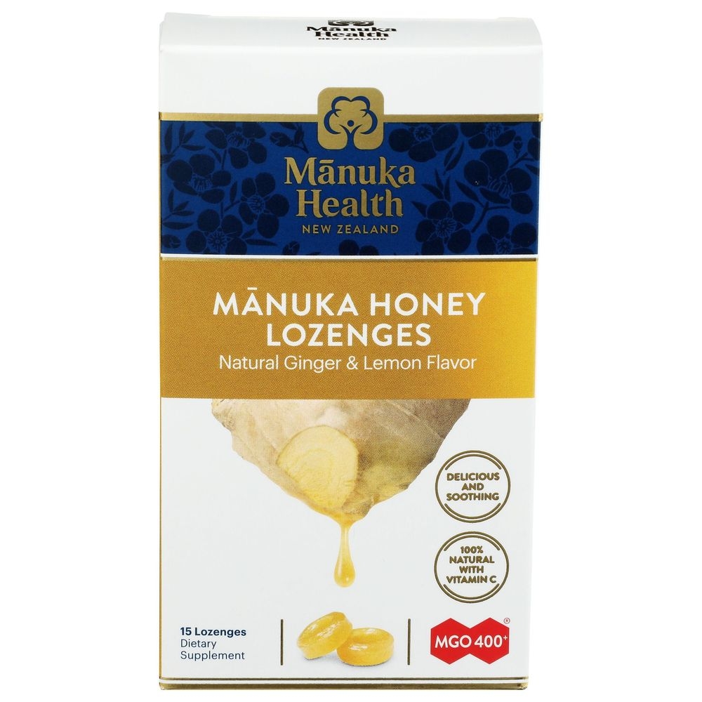 Manuka Natural Ginger And Lemon Honey Lozenges, 15 count