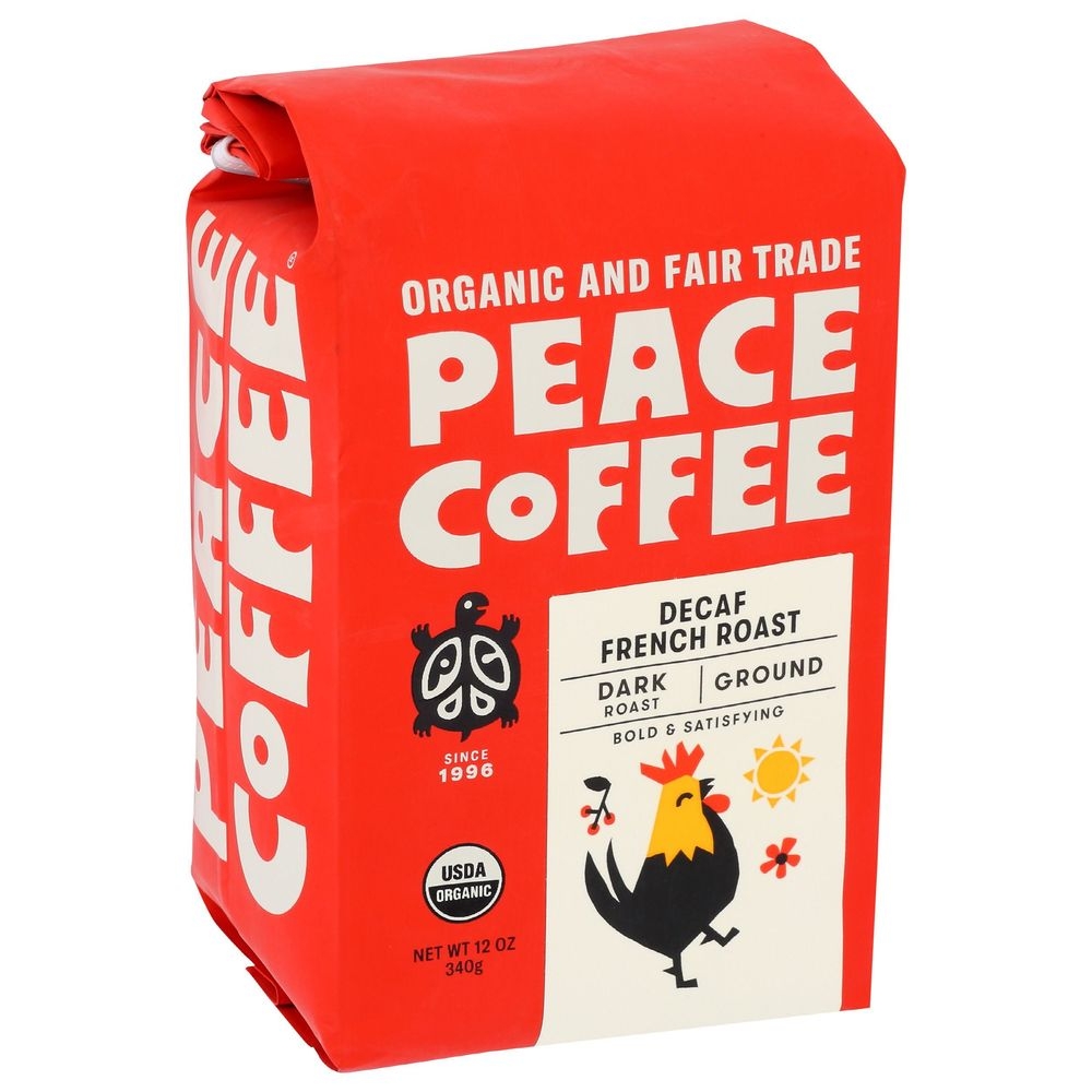 Peace Organic Fair Trade Decaf French Roast Ground Coffee, 12 Ounce -- 6 per case