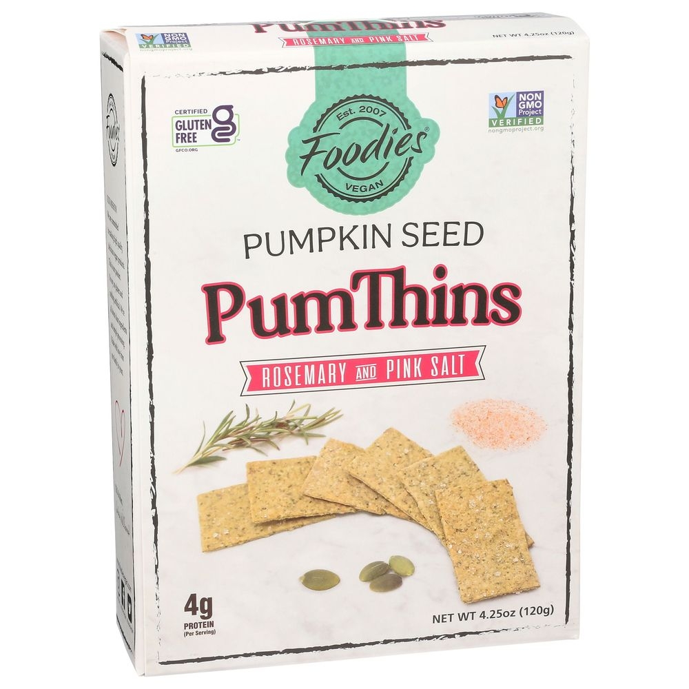 Foodies Vegan Rosemary and Pink Salt Pumthins Crackers, 4.25 Ounce -- 6 per case