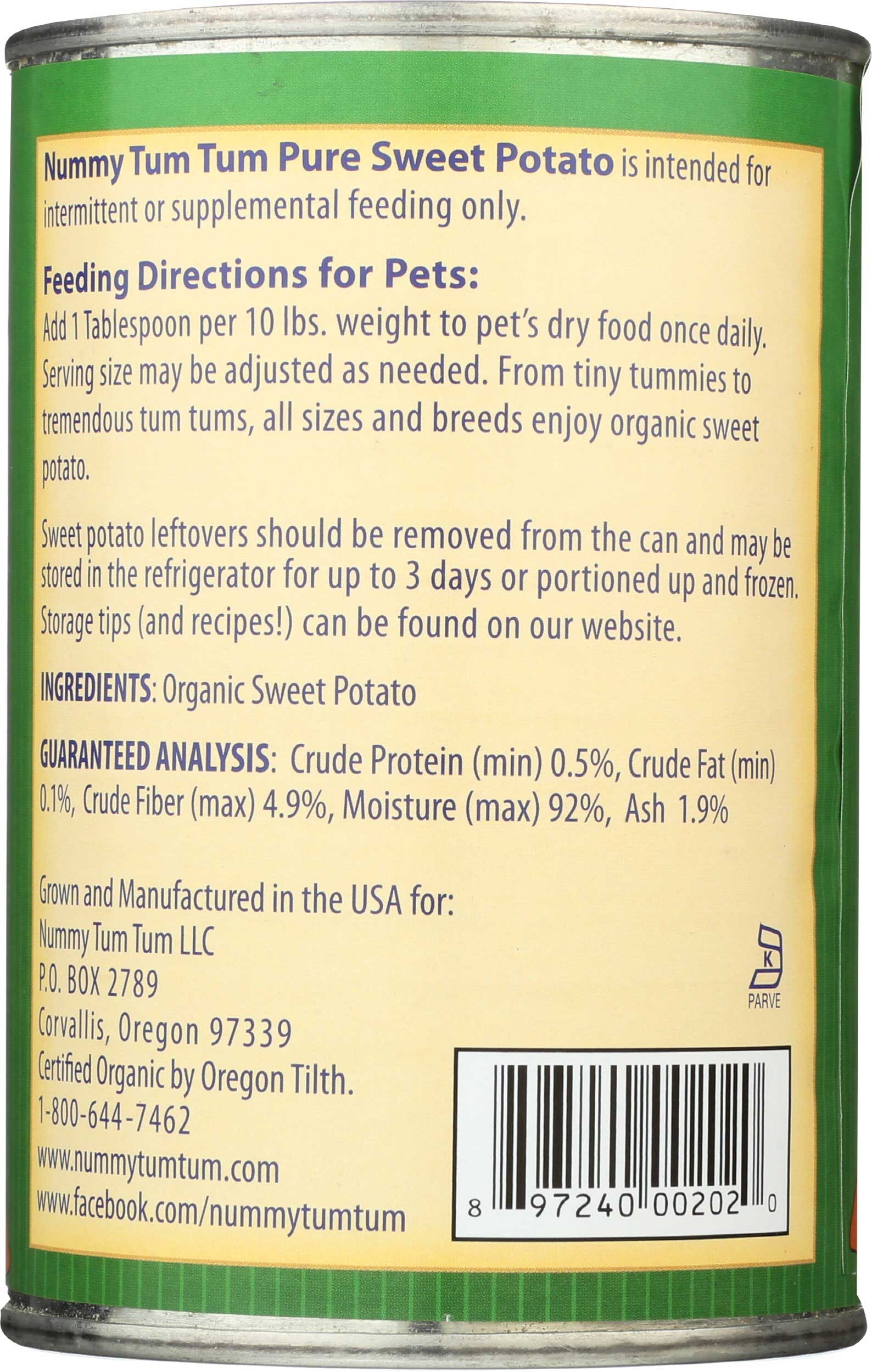 Nummy Tum Tum Organic Pure Sweet Potato for Pets, 15 Ounce -- 12 per case