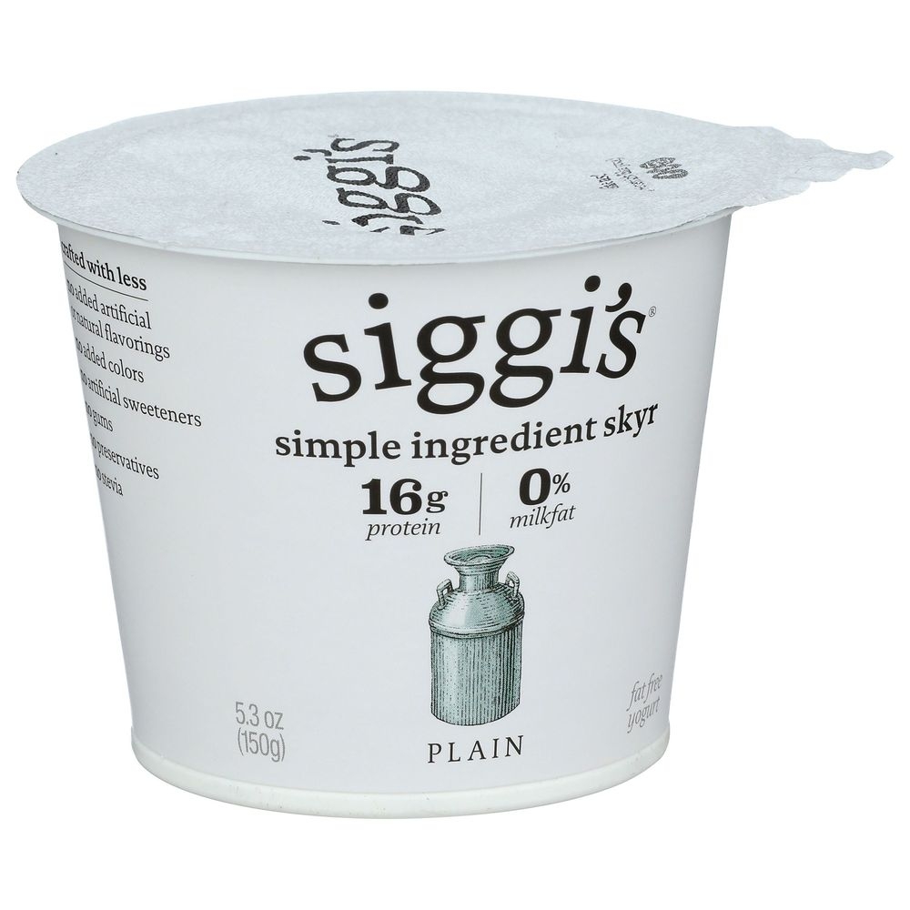 Siggi's Plain Strained Non Fat Yogurt, 5.3 Fluid Ounce -- 12 Per Case