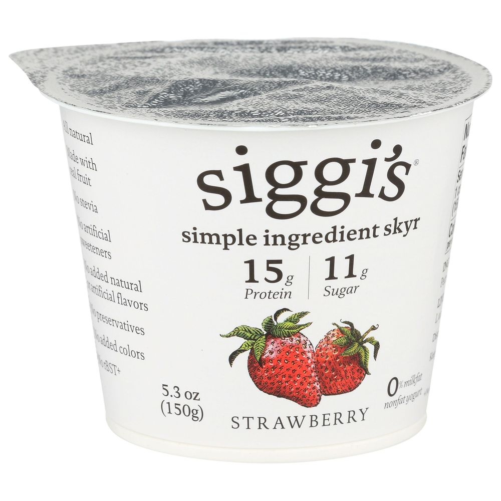 Siggis Strawberry Strained Non Fat Yogurt, 5.3 Fluid Ounce -- 12 per case