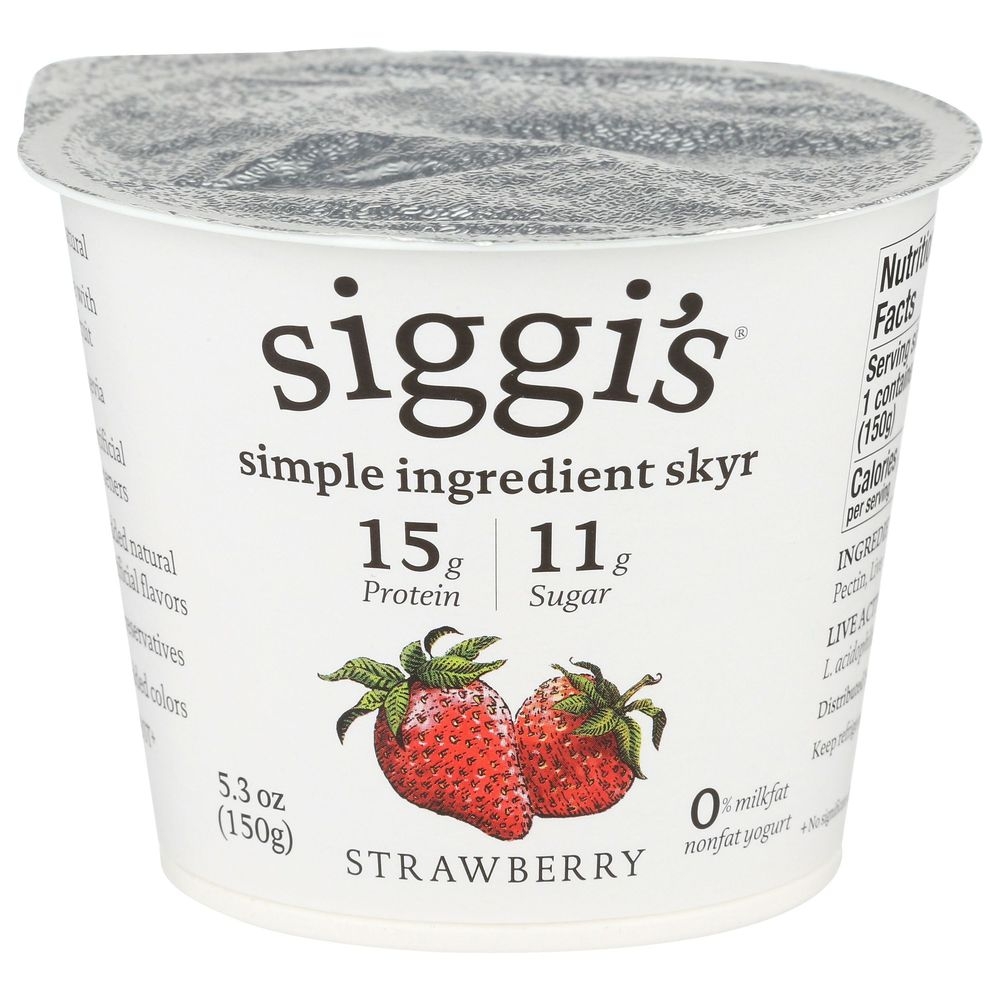 Siggis Strawberry Strained Non Fat Yogurt, 5.3 Fluid Ounce -- 12 per case