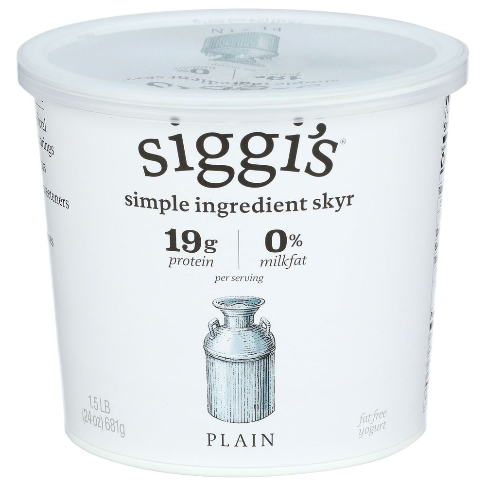 Siggis Plain Non Fat Yogurt, 24 Fluid Ounce -- 6 per case