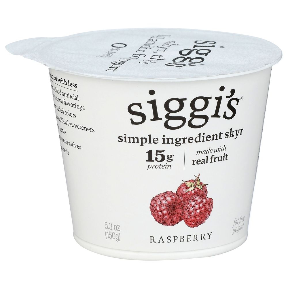 Siggis Raspberry Strained Non Fat Yogurt, 5.3 Fluid Ounce -- 12 per case