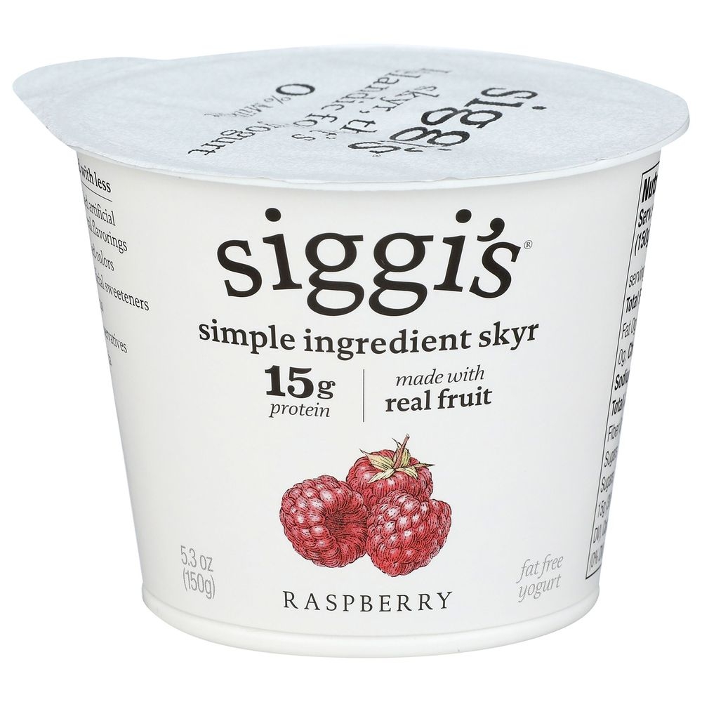 Siggis Raspberry Strained Non Fat Yogurt, 5.3 Fluid Ounce -- 12 per case