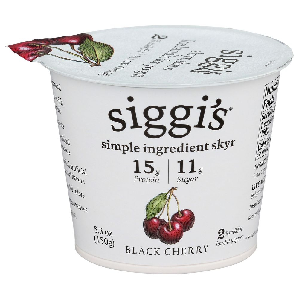 Siggis 2 Percent Black Cherry Non Fat Yogurt, 5.3 Fluid Ounce -- 12 per case