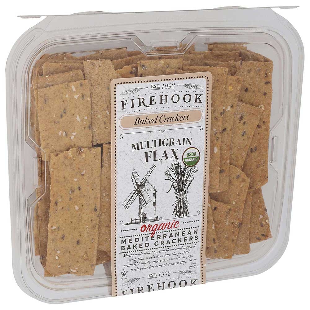 Firehook Organic Multigrain Flax Mediterranean Baked Crackers, 8 Ounce -- 12 per case