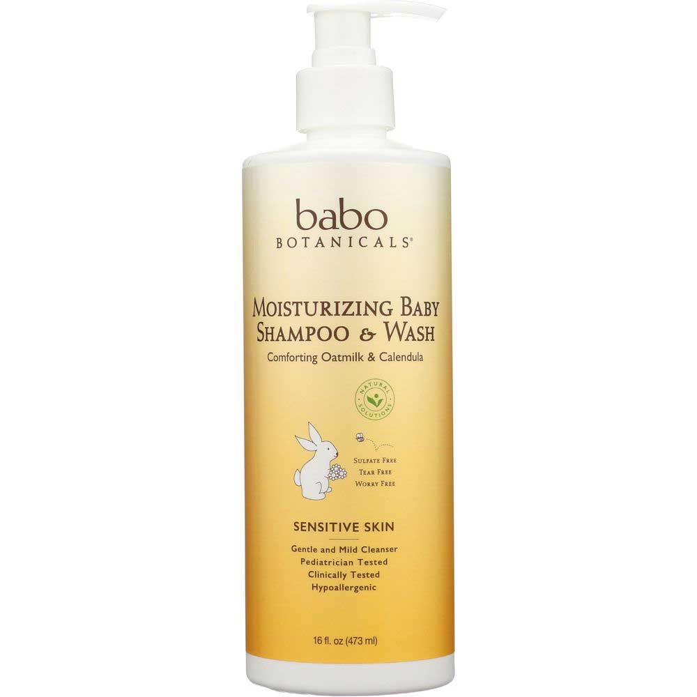 Babo Botanicals Comforting Oatmilk Calendula Moisturizing Baby Shampoo and Wash, 16 Fluid Ounce
