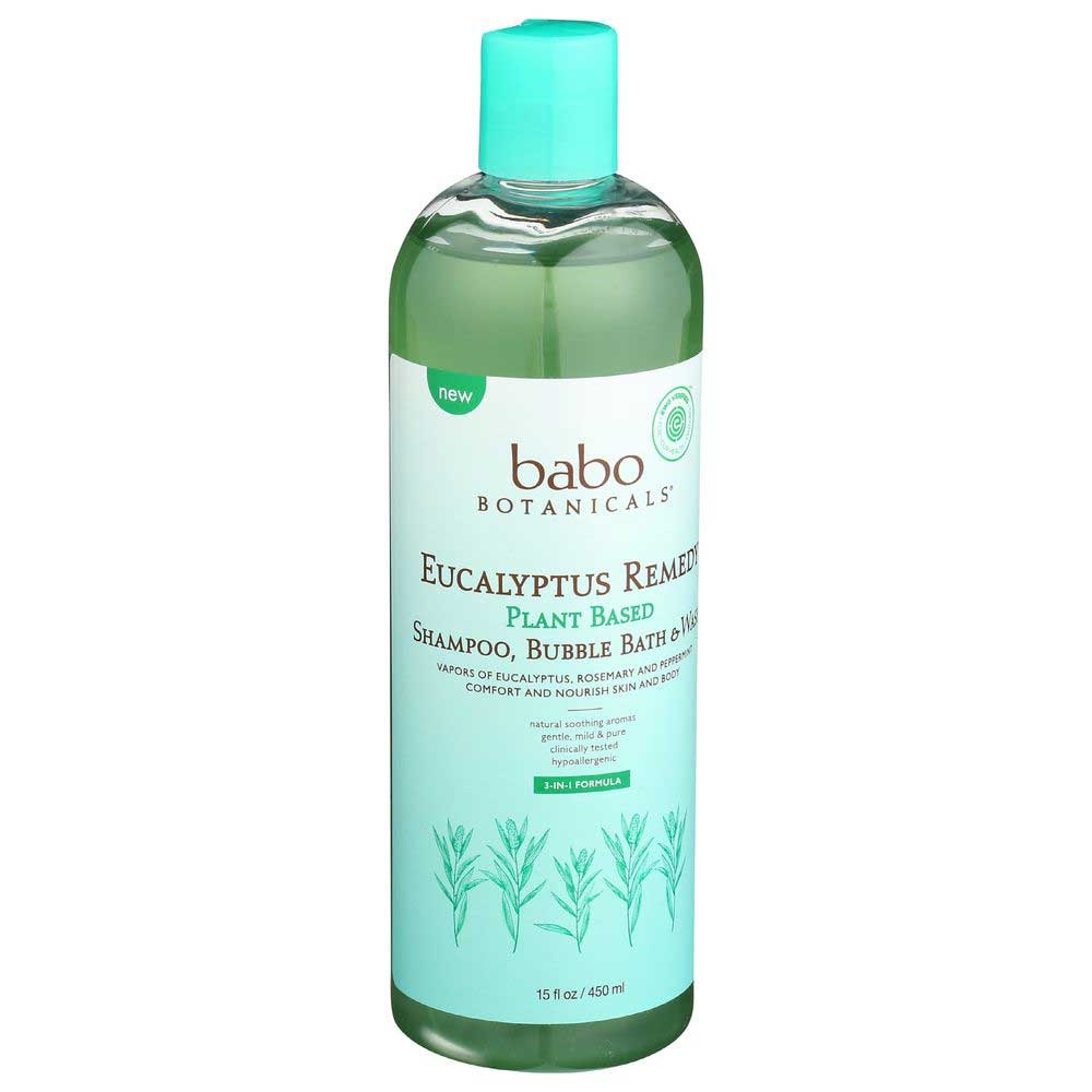 Babo Botanicals Eucalyptus Remedy Plant Based Shampoo Bubble Bath and Wash, 15 Fluid Ounce