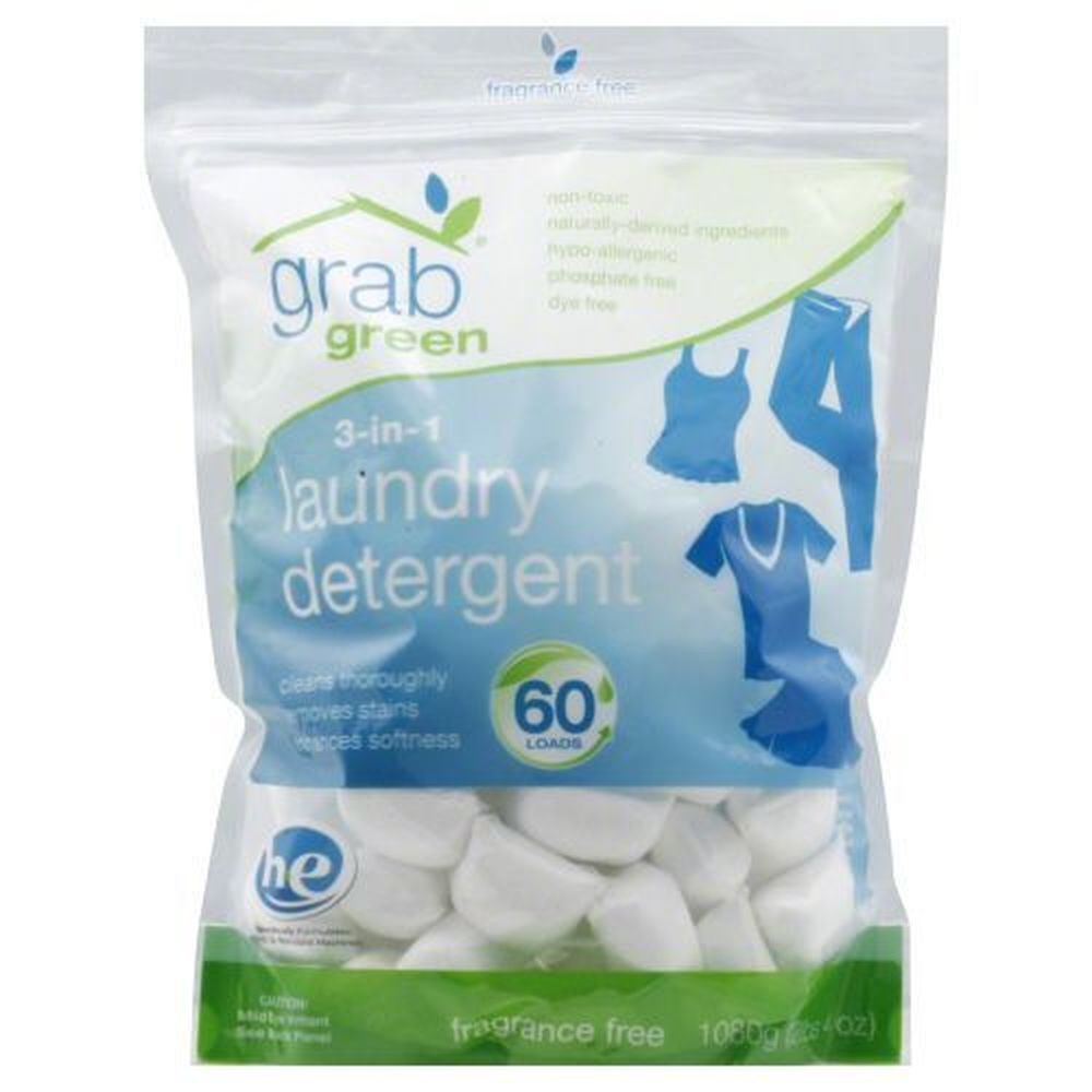 Grab Green Fragrance Free 3 in 1 Laundry Detergent Pod, 2.4 Pound -- 4 per case