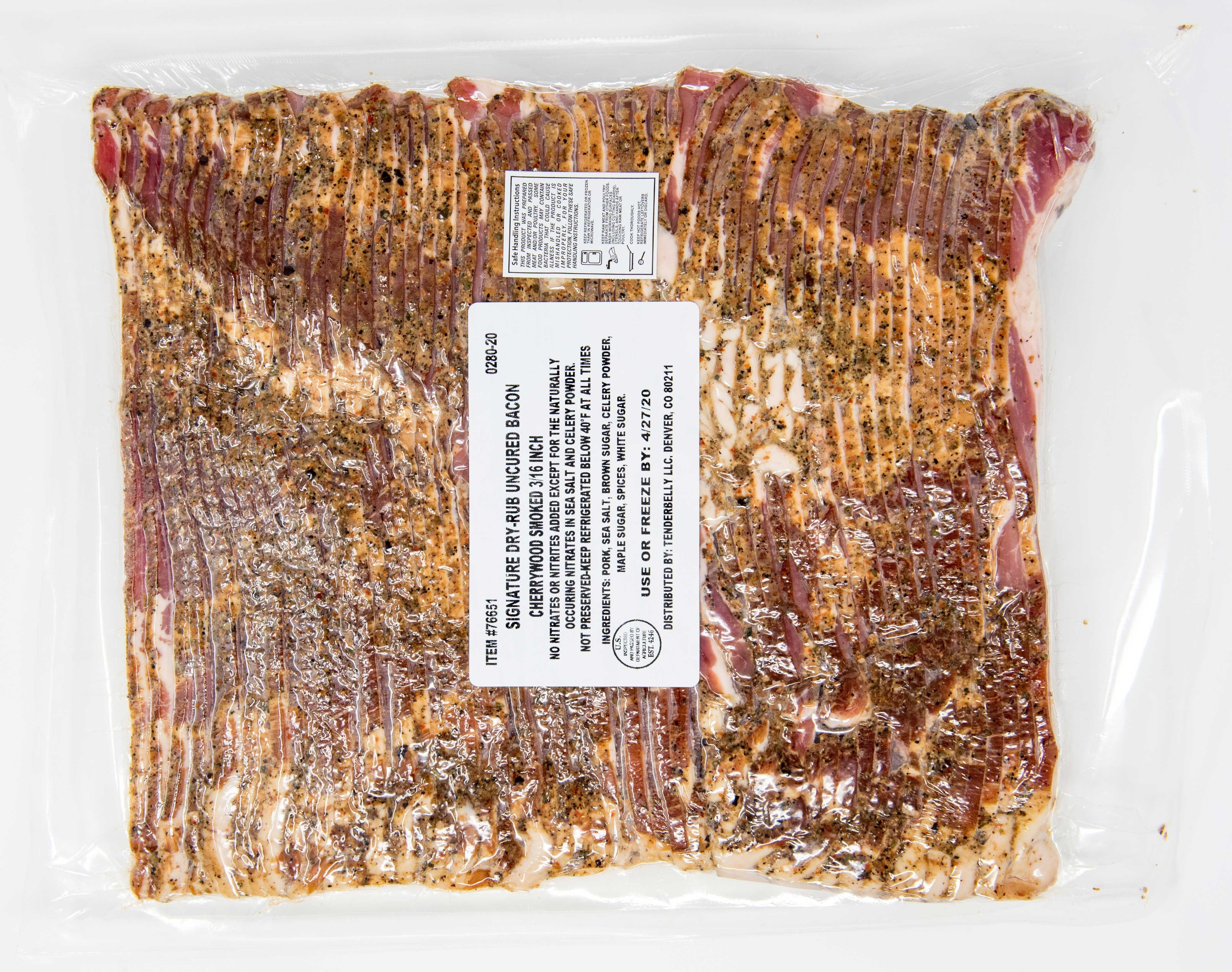 Tender Belly Signature Uncured Bacon, 5 Pound -- 4 per case