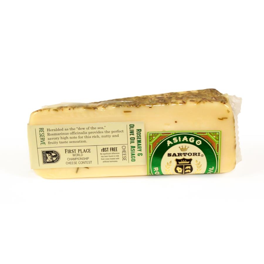 Sartori Reserve Rosemary and Olive Oil Asiago Cheese Wedge, 5 Ounce -- 12 per case.