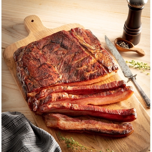 Burgers Smokehouse No Water Added Dry Cured Hickory Smoked Peppered Bacon Slab, 20 Pound -- 4 per case