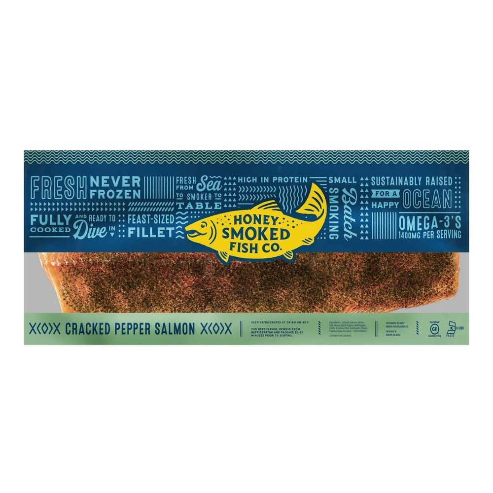 Honey Smoked Fish Cracked Pepper Whole Fillet Honey Smoked Salmon, 3.5 Pound -- 2 per case