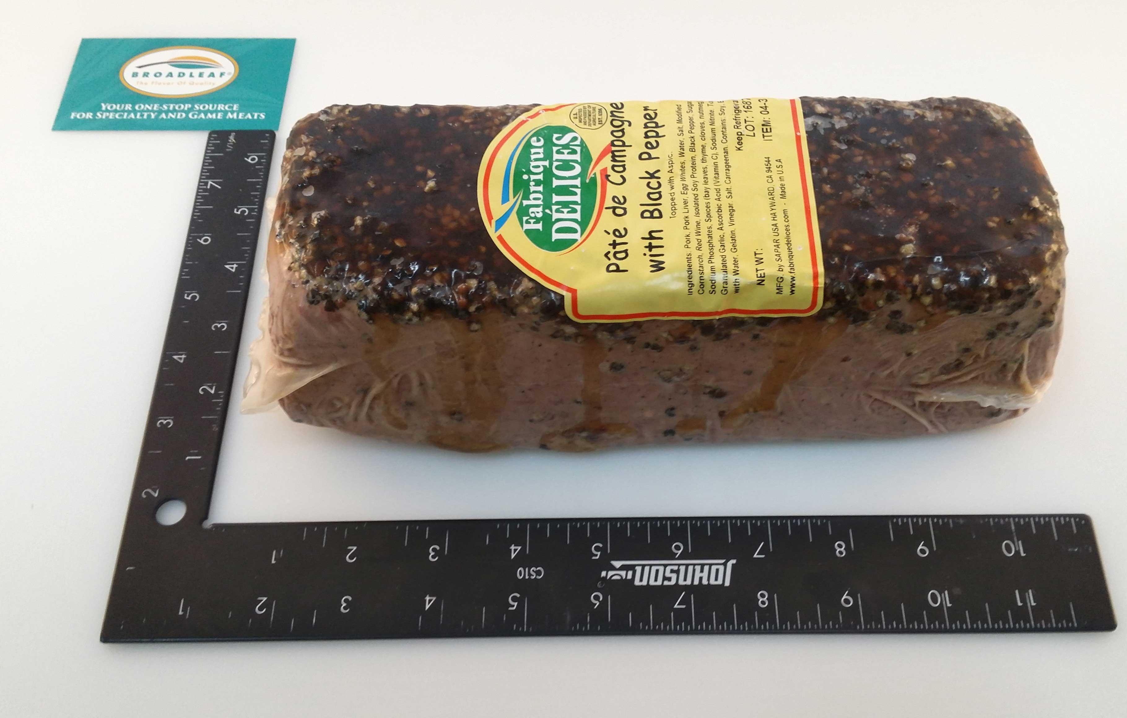 Broadleaf Pate De Campagne with Black Pepper, 3.5 Pound -- 2 per case