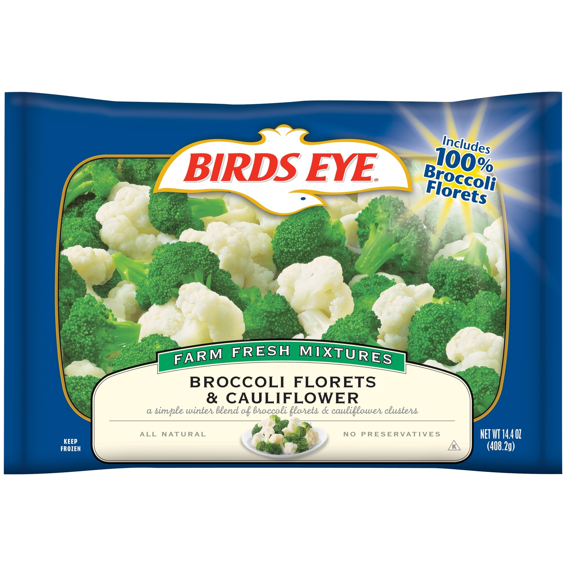 Birds Eye Farm Fresh Broccoli and Cauliflower Florets, 14.4 Ounce -- 12 per case.