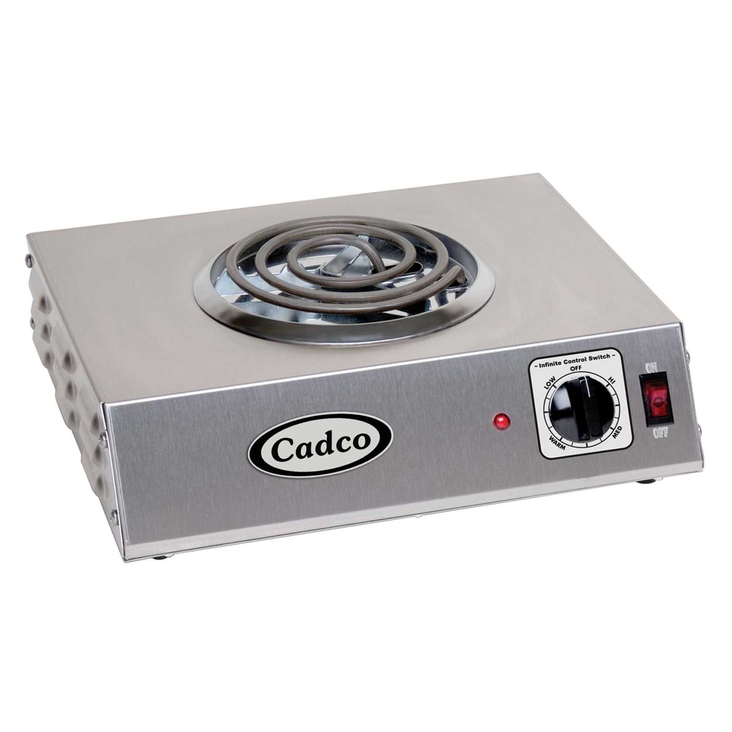 Cadco Portable Stainless Single Hot Plate with Tubular Elements, 14 x 4 1/8 x 12 1/4 inch