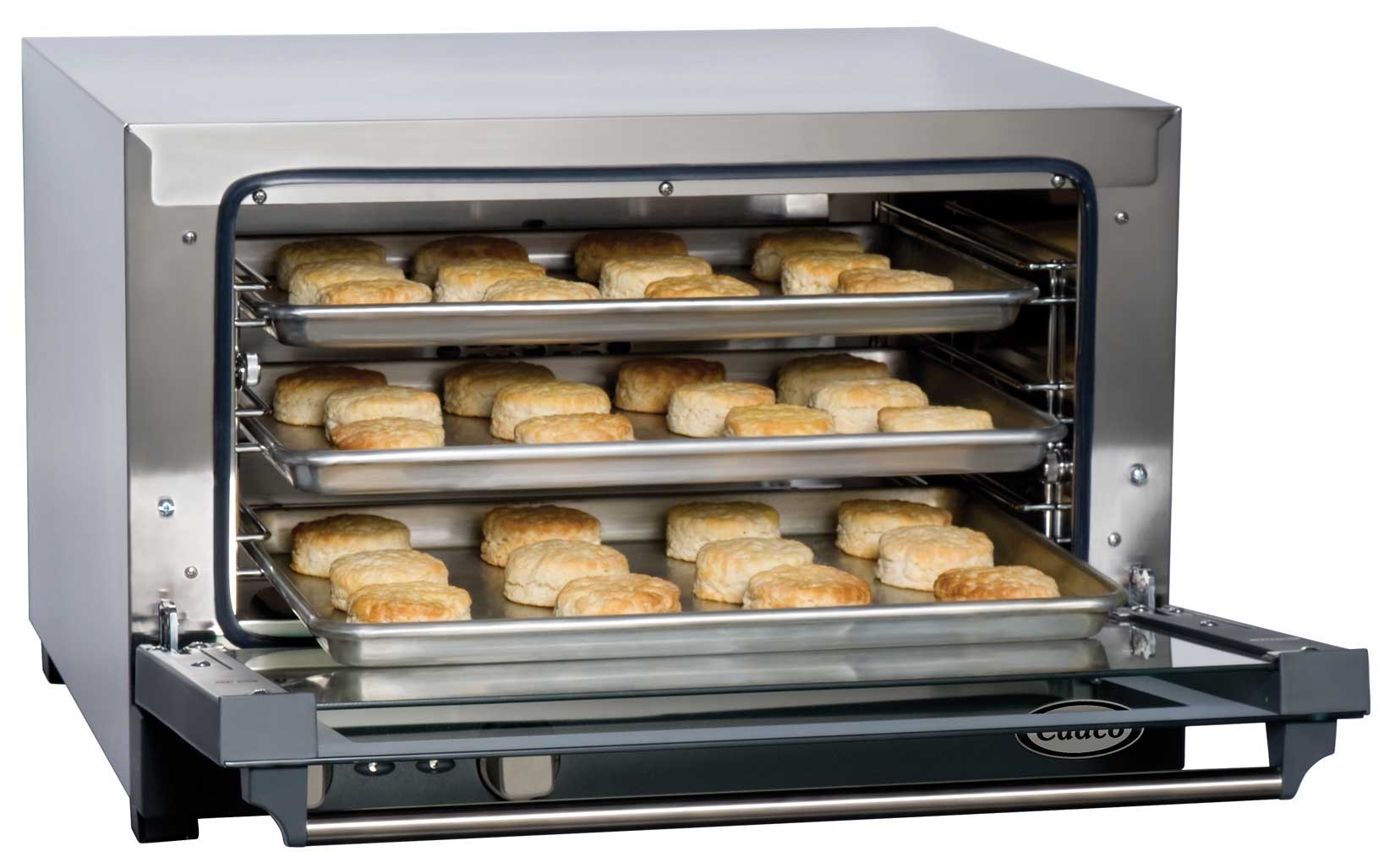 Cadco Quarter Size 3 Shelf Manual Control Stainless Steel Convection Oven, 18 7/8 x 15 3/4 x 21 1/2 inch