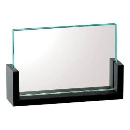Cal Mil Metal U Frame High End Cardholder with Green Edge Acrylic, 3 1/2 x 2 x 1 inch