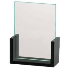 Cal Mil Metal U Frame High End Cardholder with Green Edge Acrylic, 4 x 6 x 1 inch