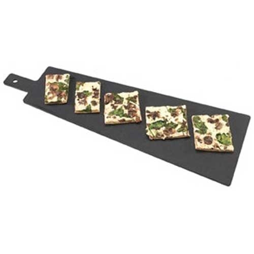 Cal-Mil Black Trapezoid Flat Bread Serving Board with Handle, 23.63 x 8 x 0.25 inch