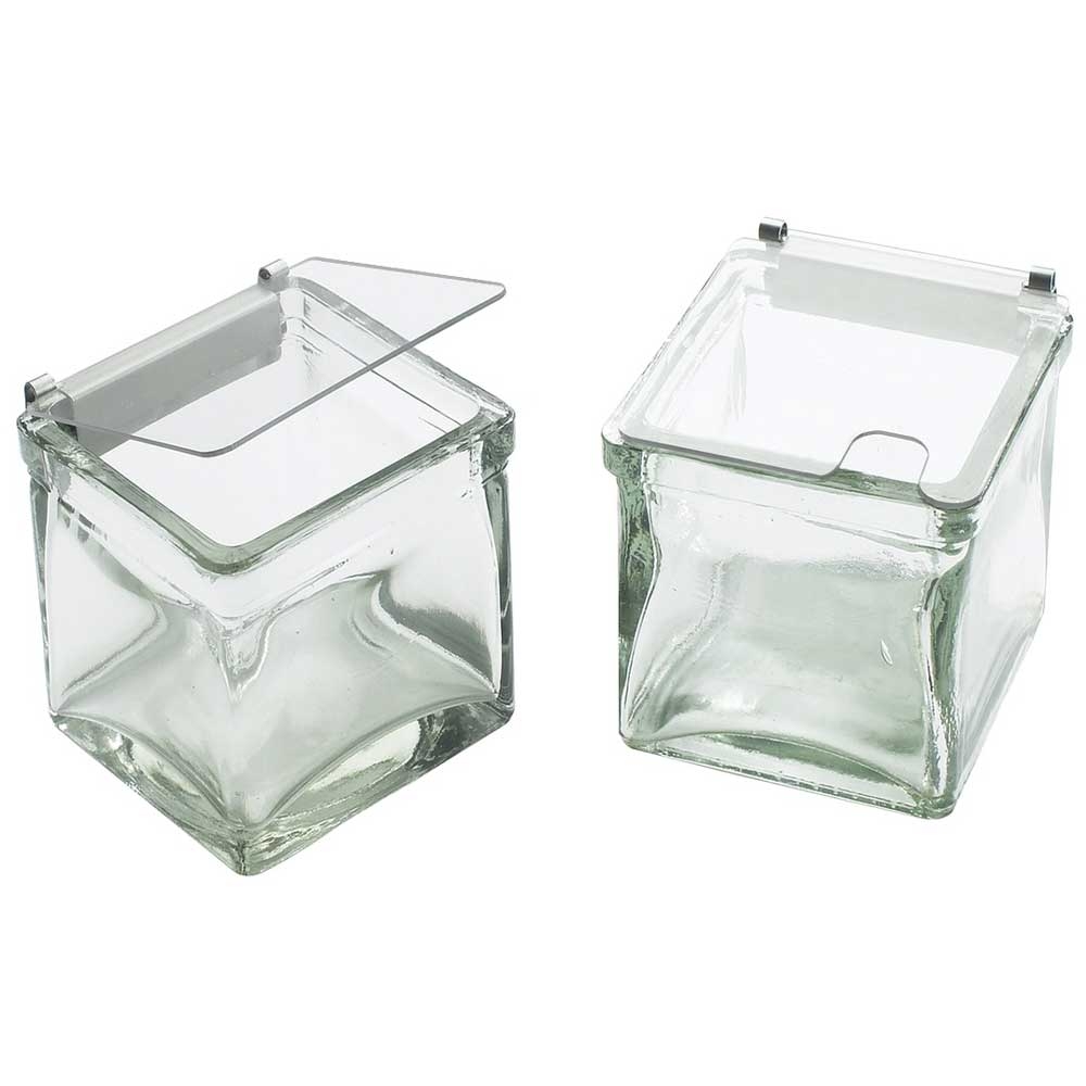 Cal Mil Stainless Steel Hinge Solid Lid for Glass Jar , 4 x 4 x .5 inch