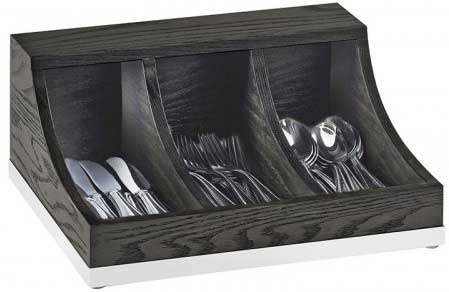Cal Mil Cinderwood Black Flatware Organizer, 13.75 x 11.5 x 3.125 inch.