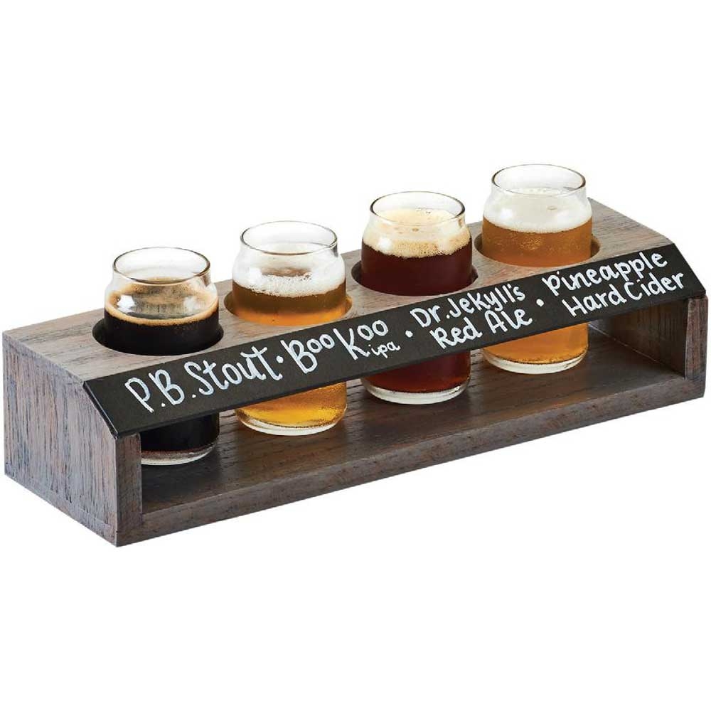 Cal Mil Oak Ashwood Gray Beer Taster Caddy, 13 x 4 x 2.75 inch