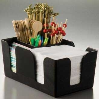 American Metalcraft Black 6-Compartment Bar Organizer