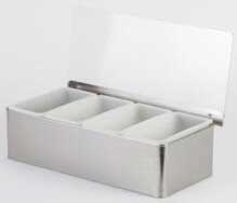American Metalcraft Compartment Condiment Holders with Four 1 Pint Container Dispensers