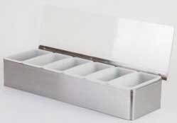 American Metalcraft Compartment Condiment Holders with 6 Container Dispenser