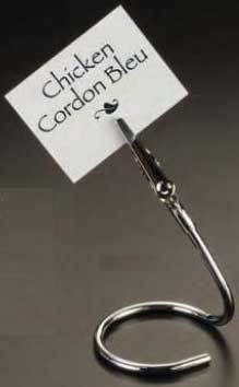 American Metalcraft Chrome C Design Swirly Alligator Clip Card Holder, 4 inch