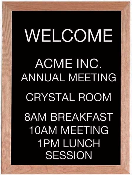 Aarco Solid Red Oak Framed Letter Board Open Face Message Center, 24 x 18 inch