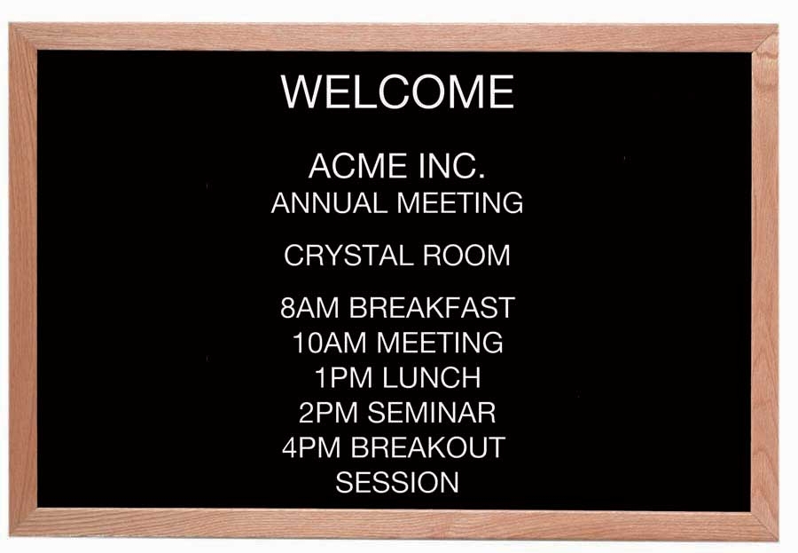 Aarco Solid Red Oak Framed Letter Board Open Face Message Center, 24 x 36 inch