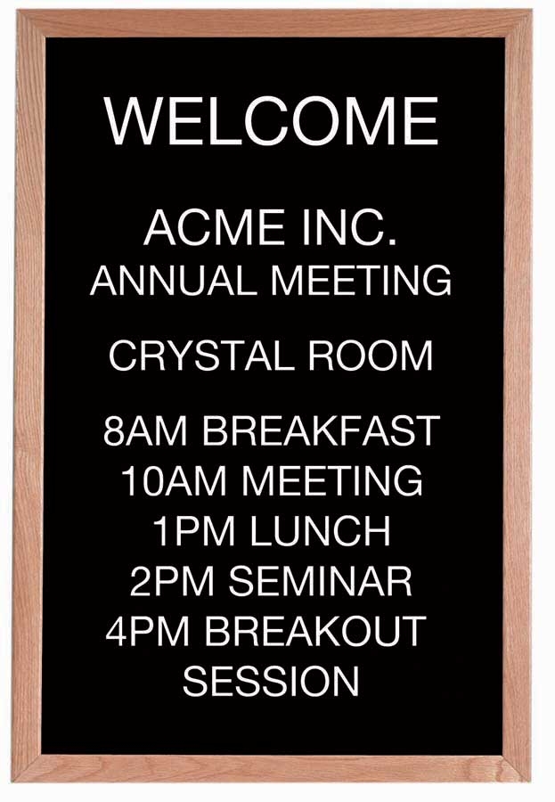 Aarco Solid Red Oak Framed Letter Board Open Face Message Center, 36 x 24 inch