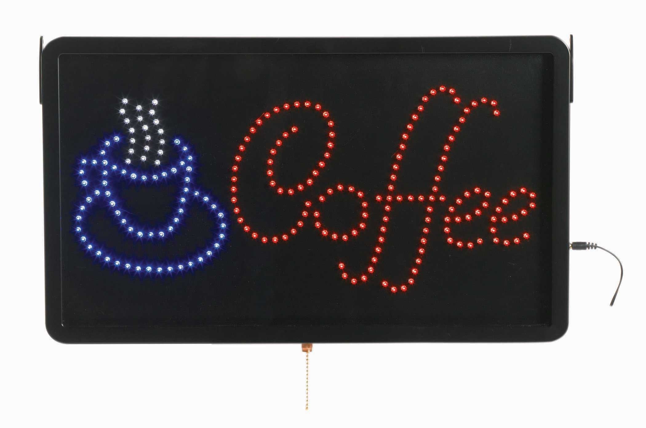 Aarco Black High Visibility Large Coffee LED Sign, 13 x 22 inch