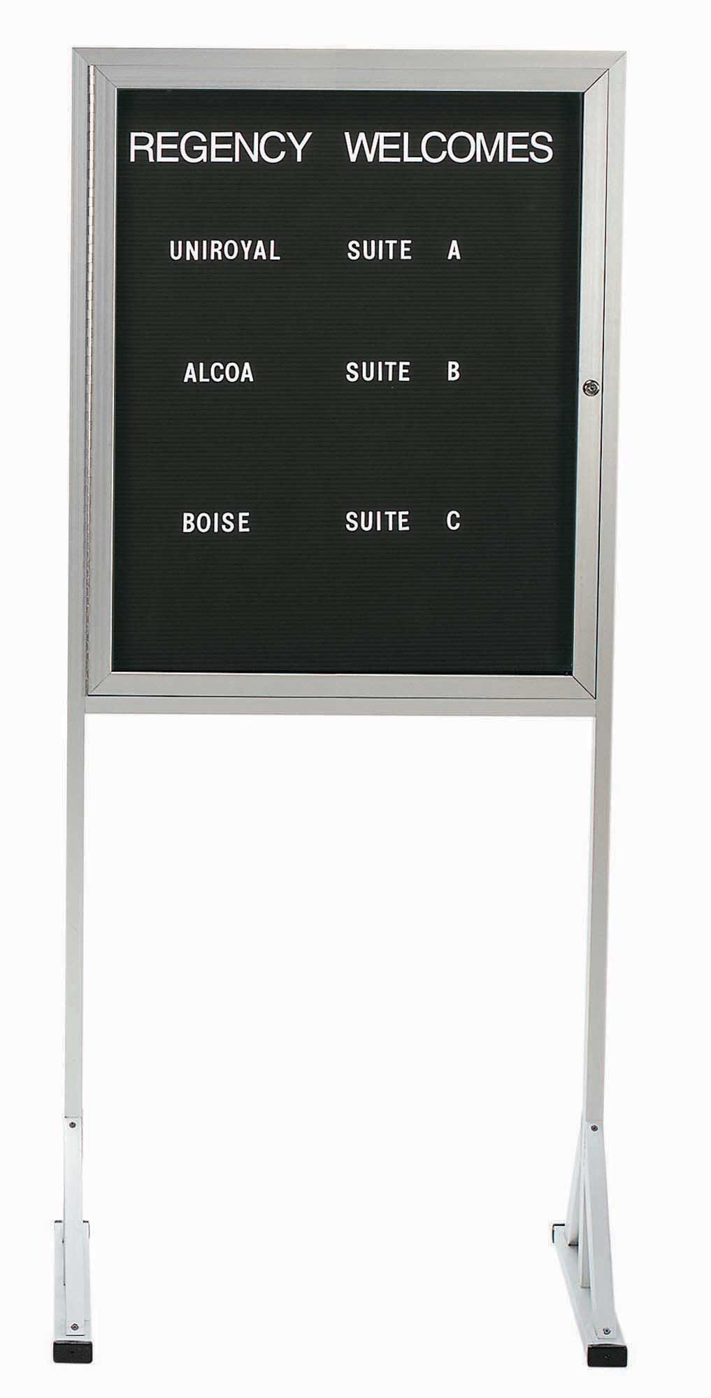 Aarco Enclosed Aluminum Indoor Free Standing Letter Board Cabinet with Lockable Door, 36 x 30 inch