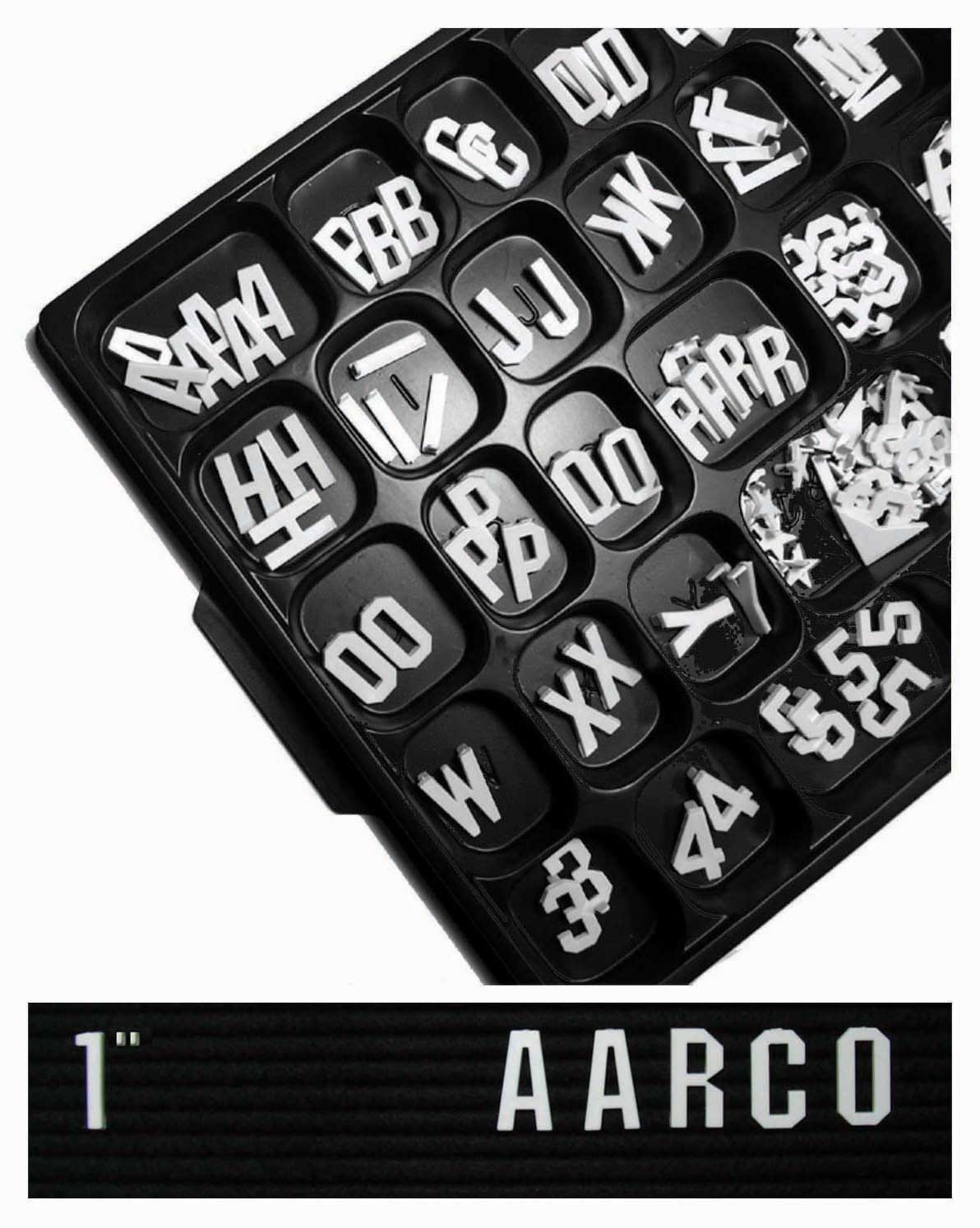 Aarco Universal Single Tab White Gothic 1 inch Letters Set
