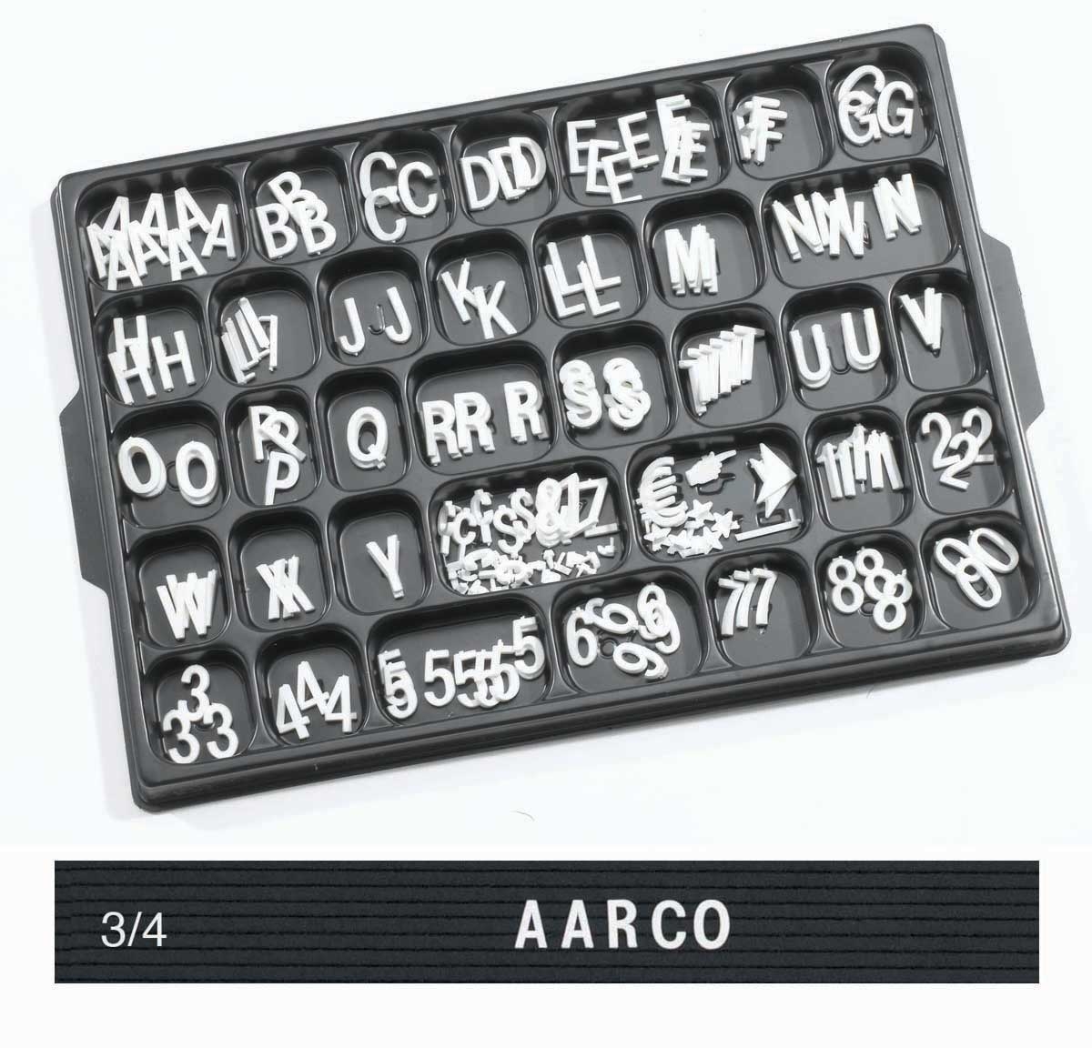 Aarco Universal Single Tab White Helvetica 3/4 inch Letters Set