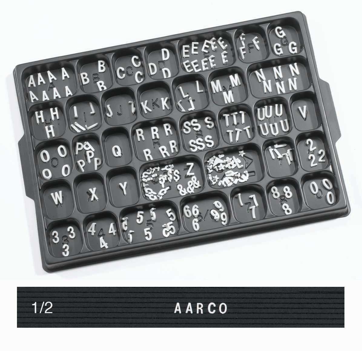 Aarco Universal Single Tab White Helvetica 1/2 inch Letters Double Set