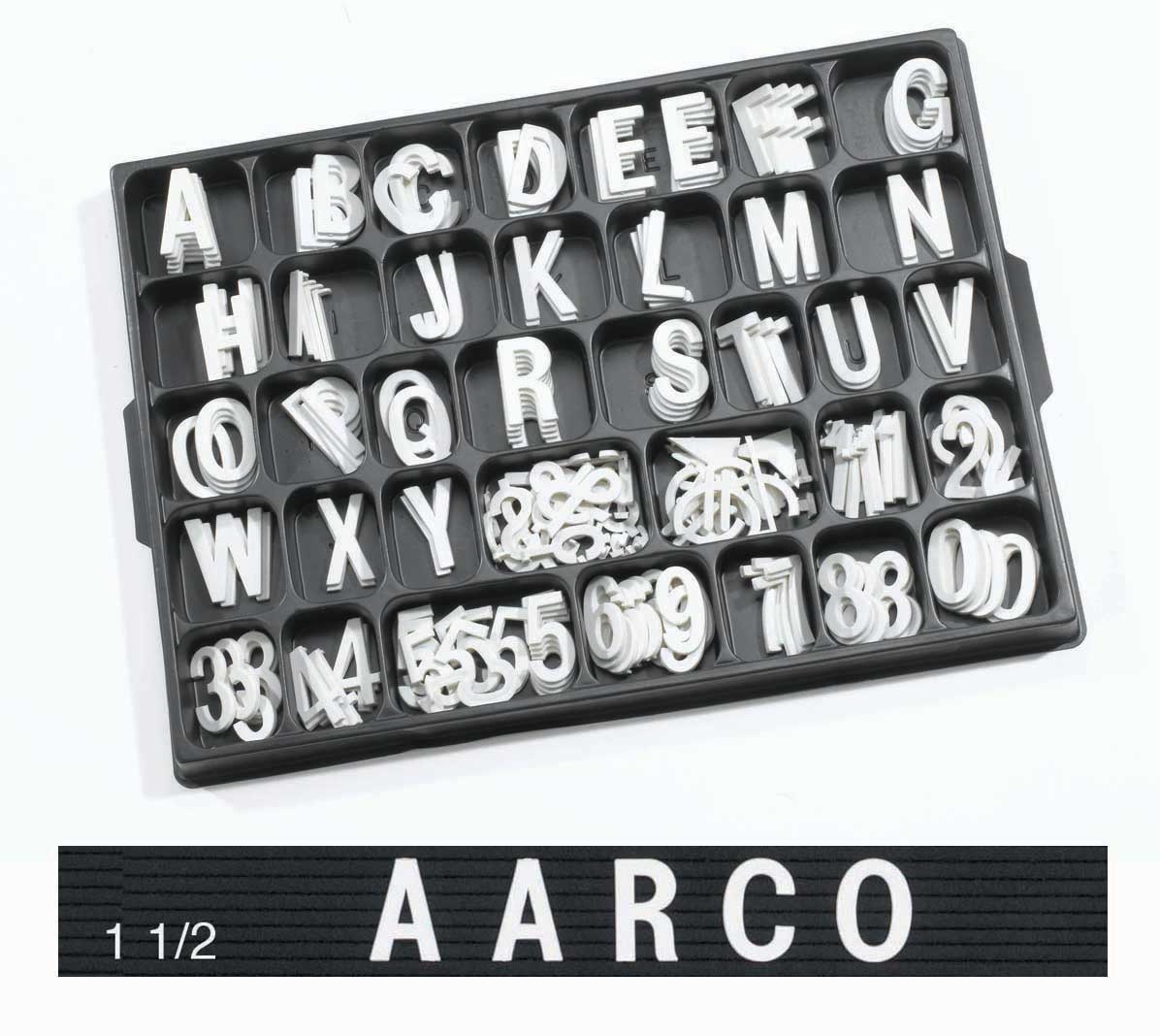 Aarco Universal Single Tab White Helvetica 1 1/2 inch Letters Double Set