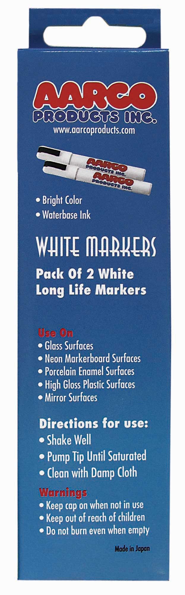 Aarco Vivid White Marker, 2 count